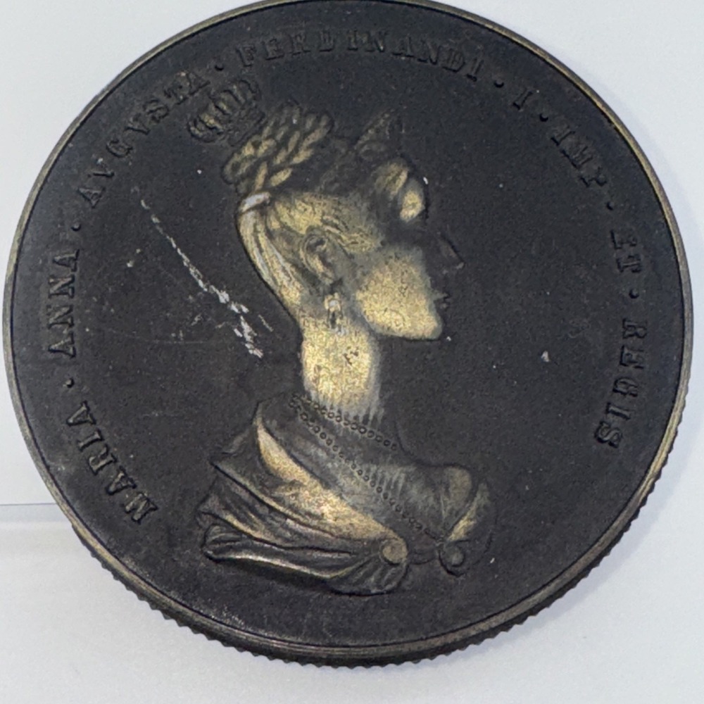 Tape Measure Maria Anna Augusta Ferdinandi I German‎ Medallion Paperweight VTG